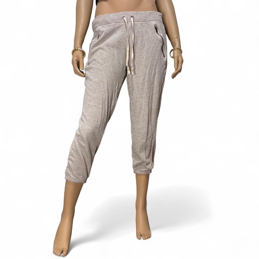 Pam & Gela Cropped Lounge Sweatpants Drawstring Casual Luxury Accent Detail